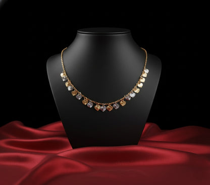 ZewarArt Gold & Silver Heart Charm Chain Necklace – Anti-Tarnish Waterproof Jewellery